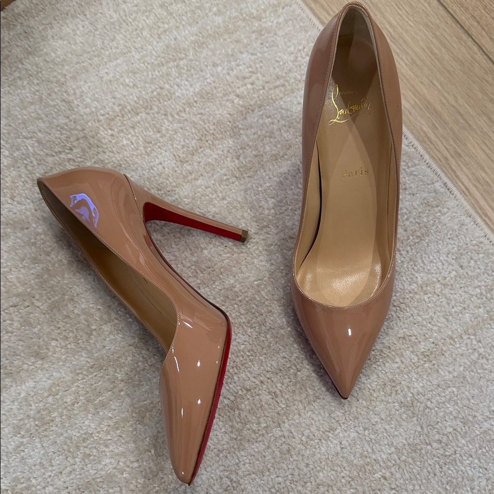 Christian Louboutin Tan Patent Heels